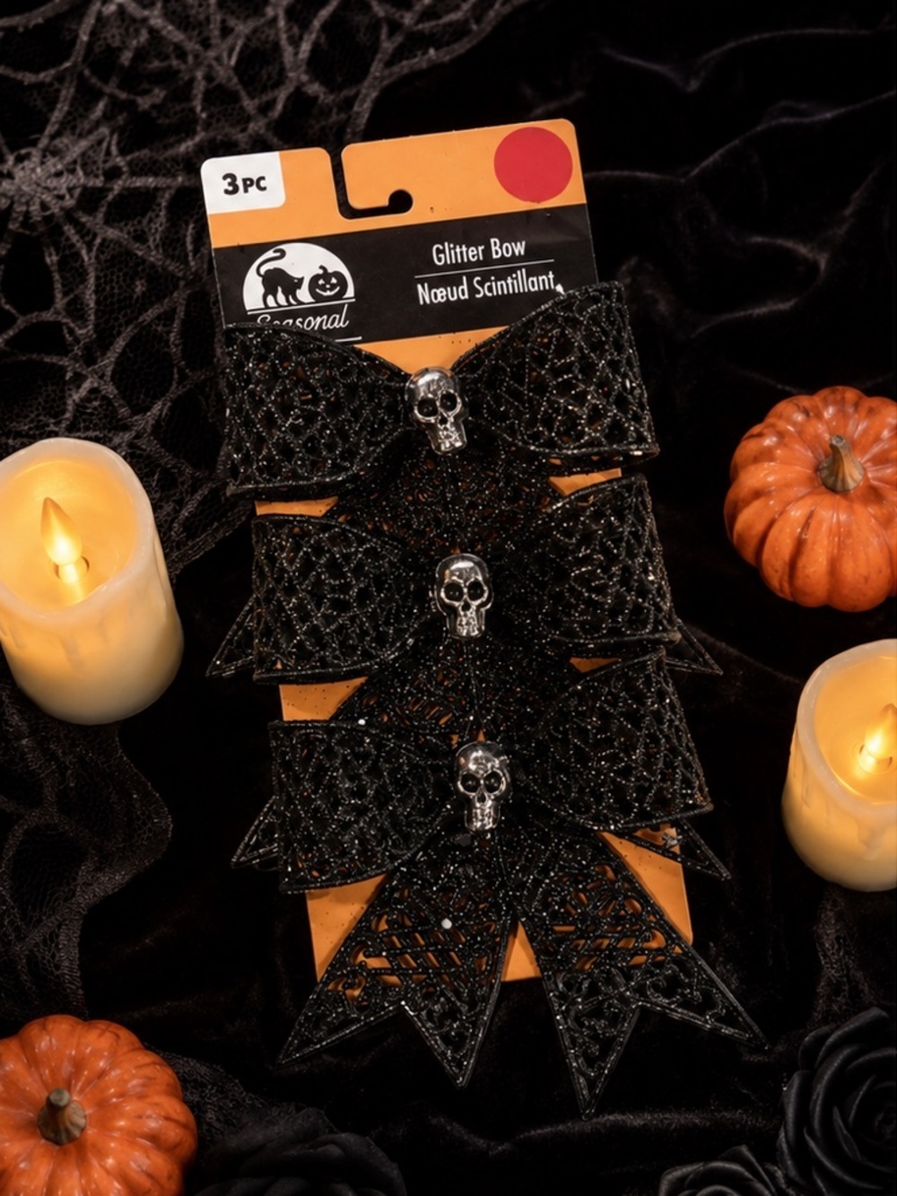 Spooky Cute Halloween Bow Clips Decor | Emo/Goth Style Set - 3 Pack